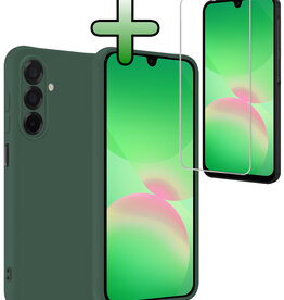 BASEY. BASEY. Samsung Galaxy A26 Hoesje Siliconen Met Screenprotector - Donkergroen