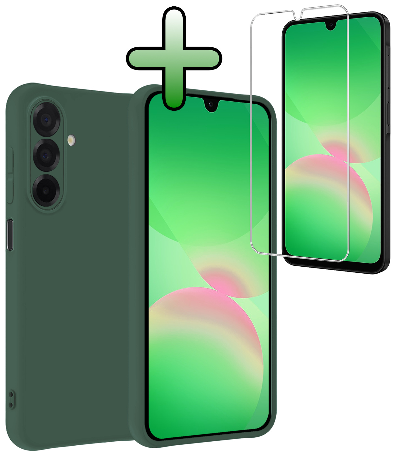 BASEY. BASEY. Samsung Galaxy A26 Hoesje Siliconen Met Screenprotector - Donkergroen