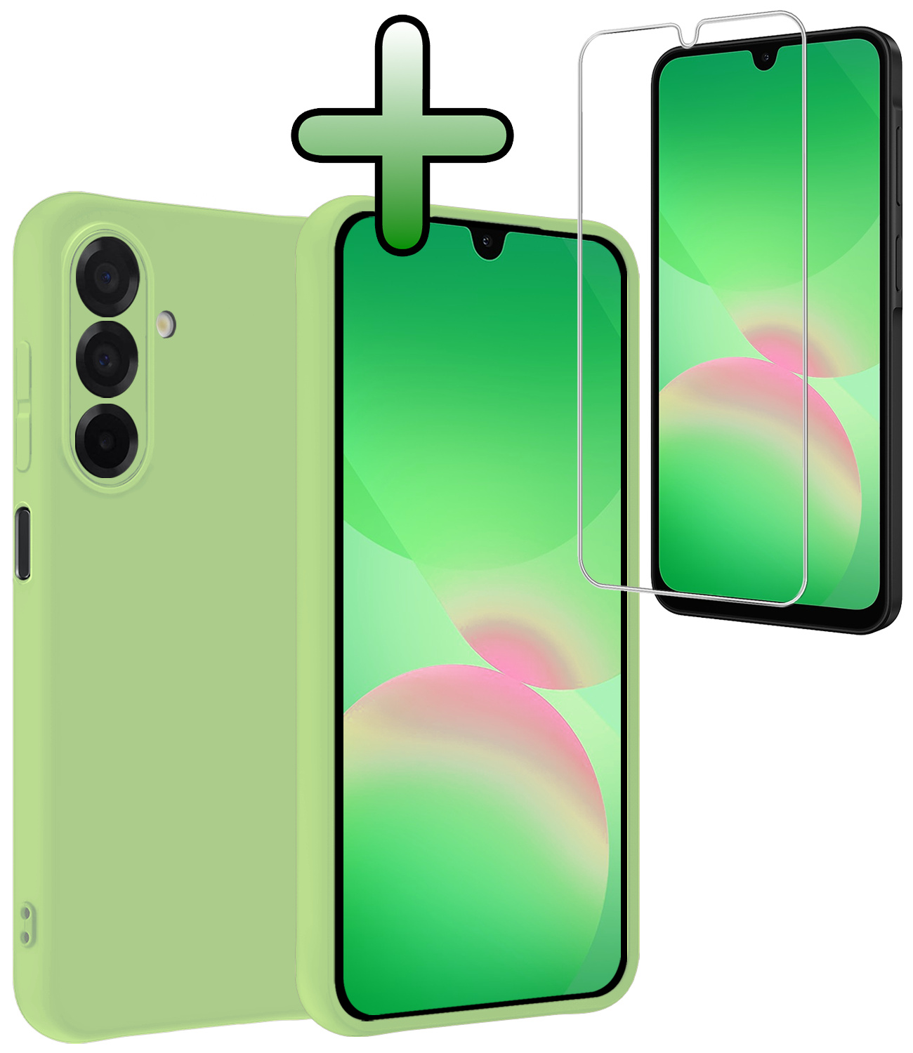 BASEY. BASEY. Samsung Galaxy A26 Hoesje Siliconen Met Screenprotector - Groen