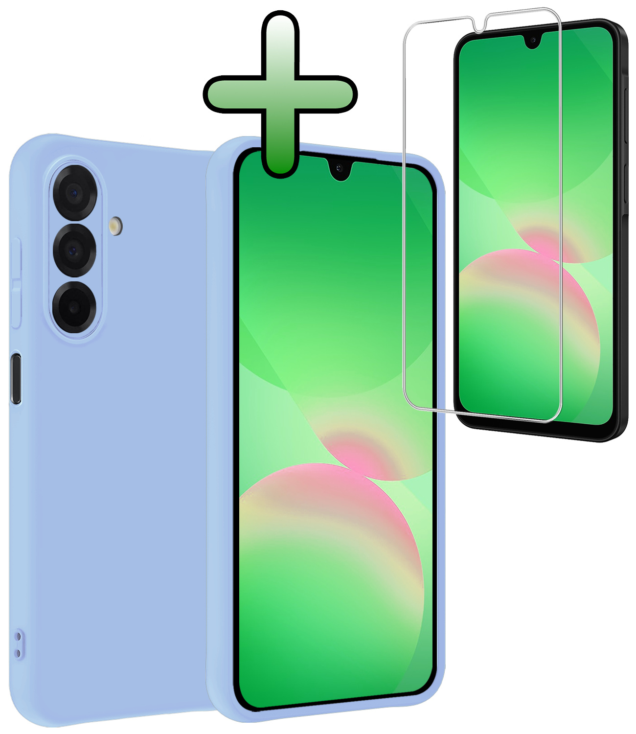 BASEY. BASEY. Samsung Galaxy A26 Hoesje Siliconen Met Screenprotector - Lichtblauw