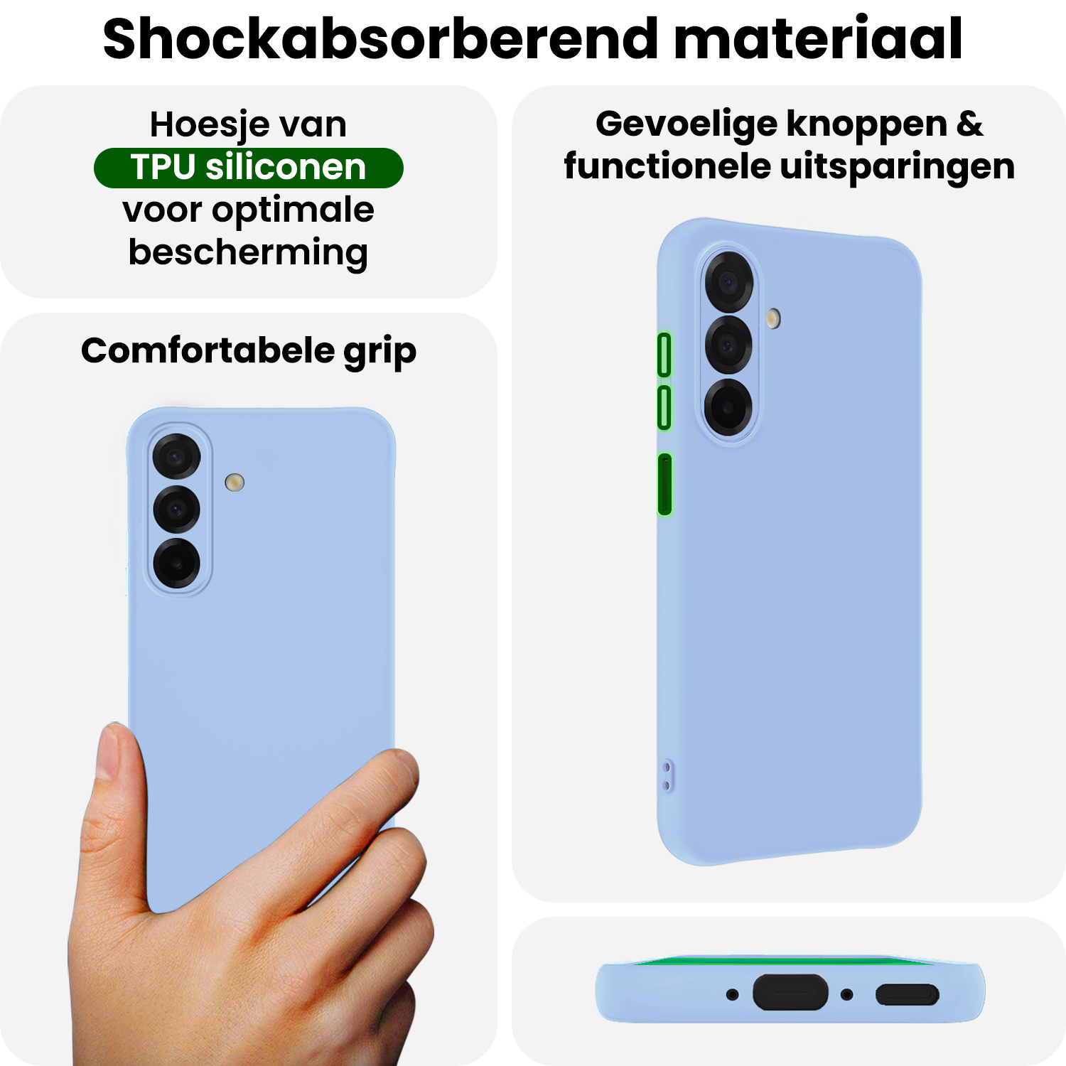 BASEY. BASEY. Samsung Galaxy A26 Hoesje Siliconen Met Screenprotector - Lichtblauw