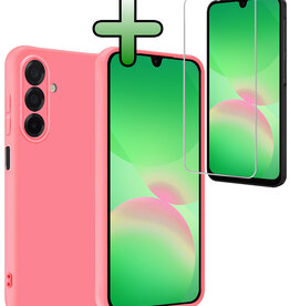 BASEY. BASEY. Samsung Galaxy A26 Hoesje Siliconen Met Screenprotector - Lichtroze