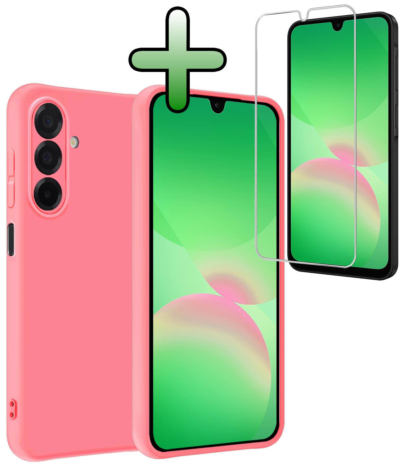 BASEY. BASEY. Samsung Galaxy A26 Hoesje Siliconen Met Screenprotector - Lichtroze