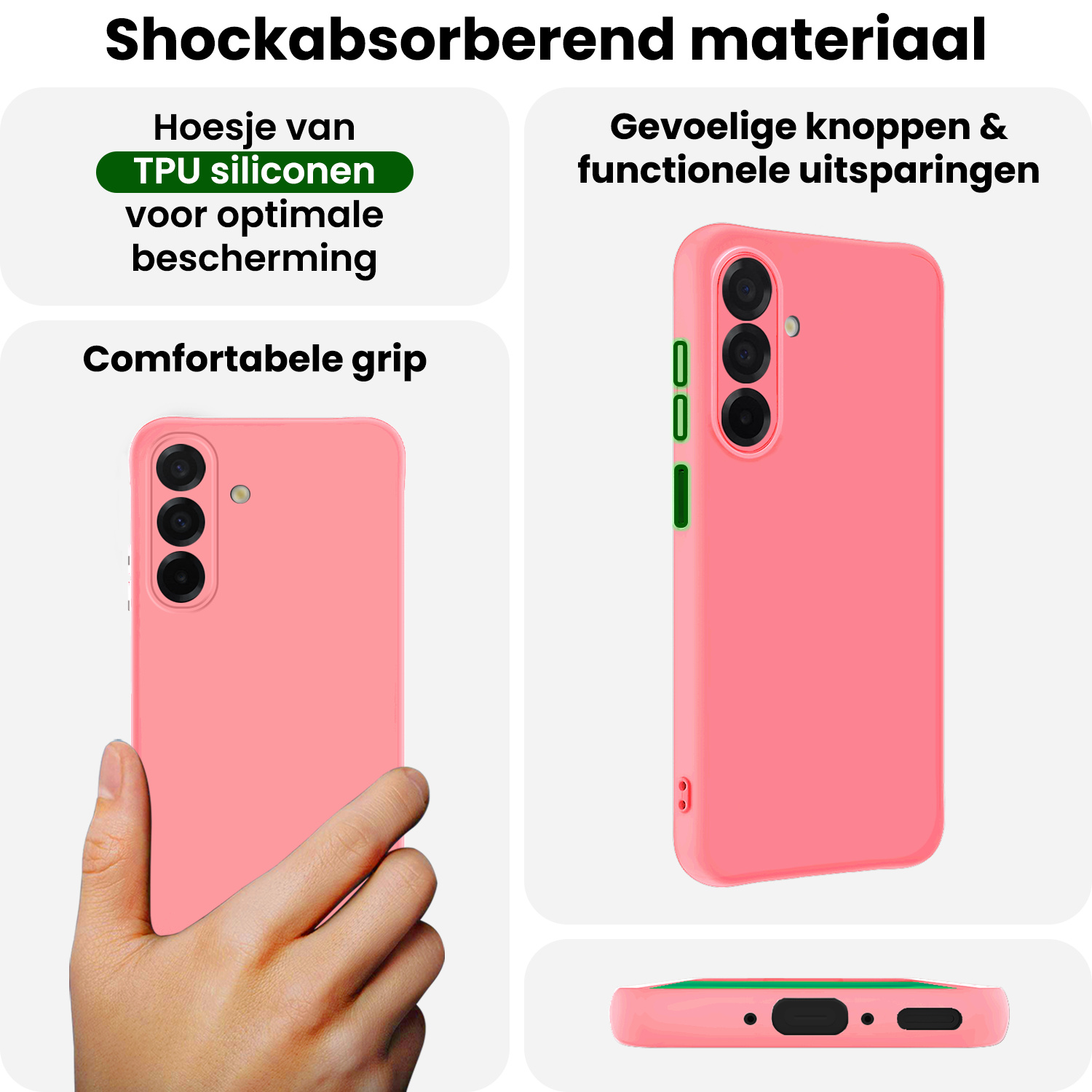 BASEY. BASEY. Samsung Galaxy A26 Hoesje Siliconen Met Screenprotector - Lichtroze