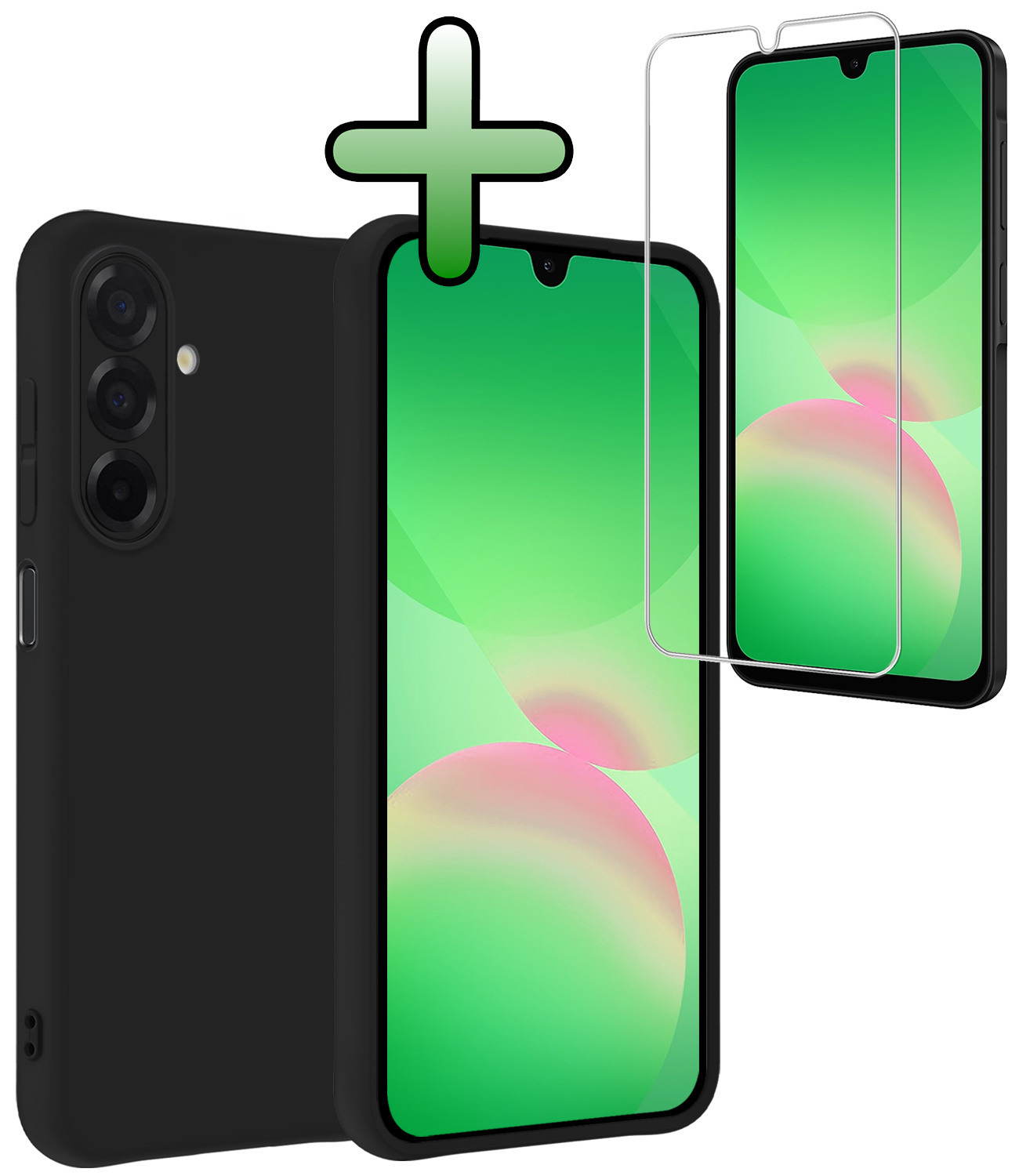 BASEY. BASEY. Samsung Galaxy A26 Hoesje Siliconen Met Screenprotector - Zwart