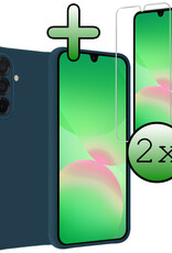 BASEY. BASEY. Samsung Galaxy A26 Hoesje Siliconen Met 2x Screenprotector - Donkerblauw