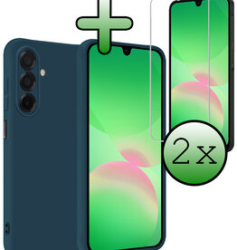 BASEY. BASEY. Samsung Galaxy A26 Hoesje Siliconen Met 2x Screenprotector - Donkerblauw