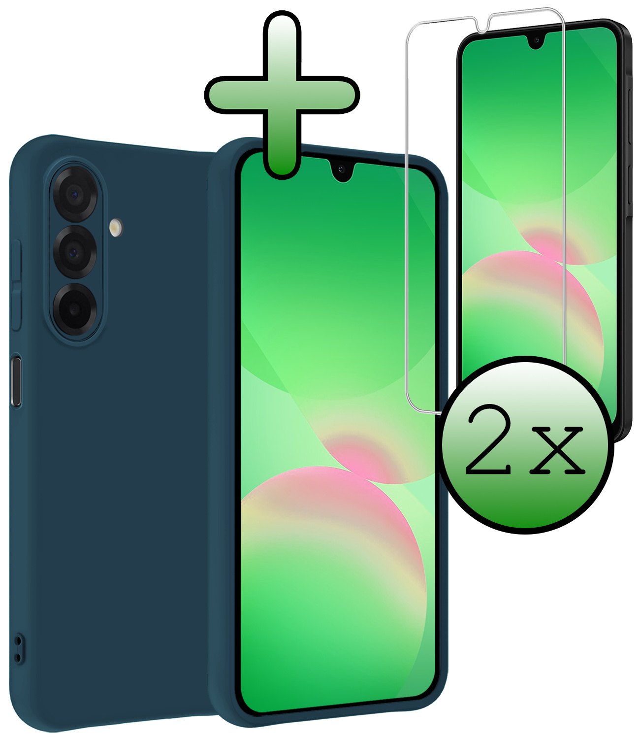 BASEY. BASEY. Samsung Galaxy A26 Hoesje Siliconen Met 2x Screenprotector - Donkerblauw