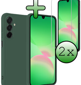 BASEY. BASEY. Samsung Galaxy A26 Hoesje Siliconen Met 2x Screenprotector - Donkergroen
