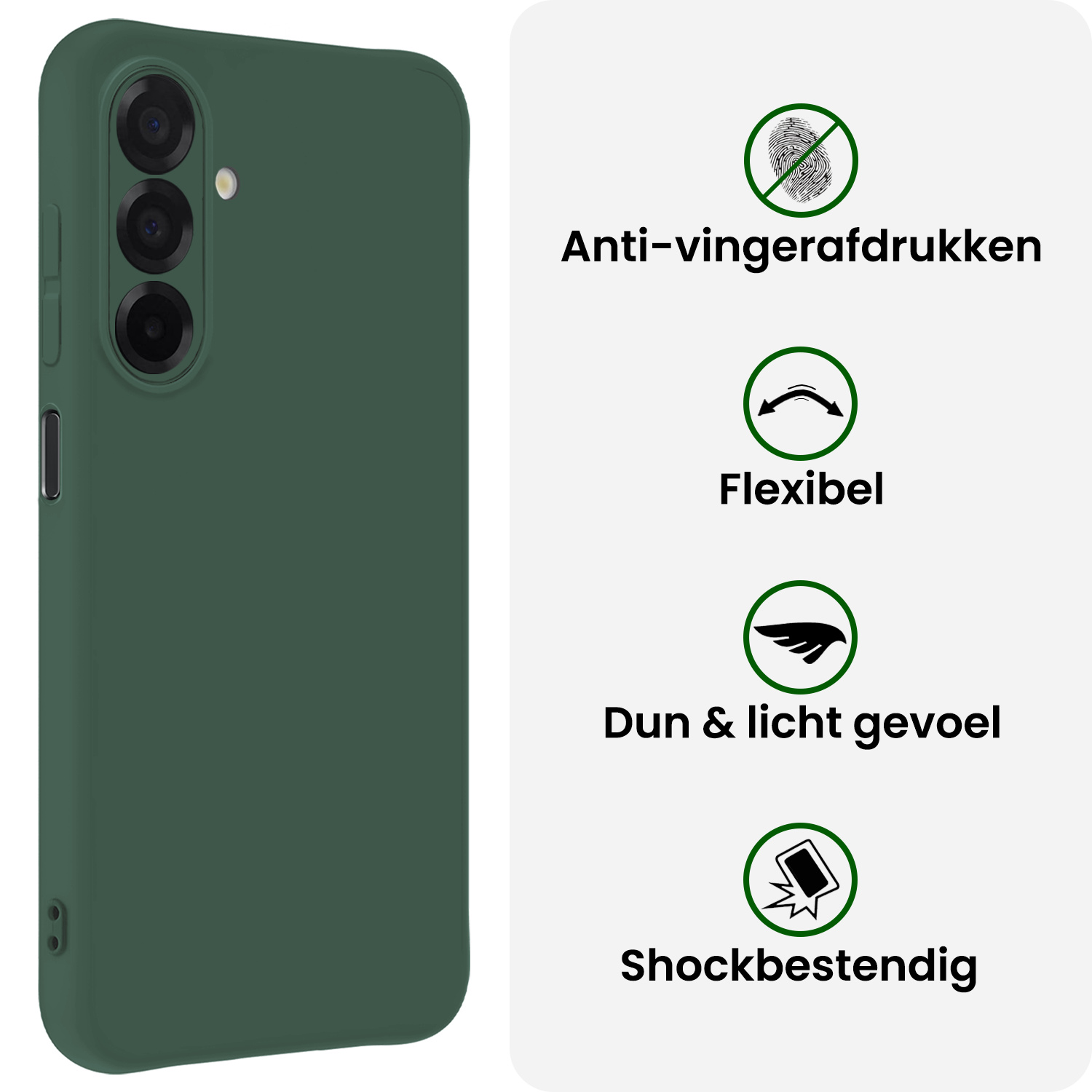 BASEY. BASEY. Samsung Galaxy A26 Hoesje Siliconen Met 2x Screenprotector - Donkergroen