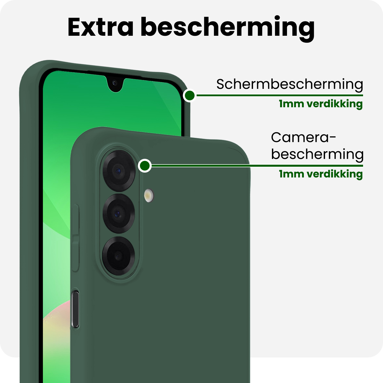 BASEY. BASEY. Samsung Galaxy A26 Hoesje Siliconen Met 2x Screenprotector - Donkergroen
