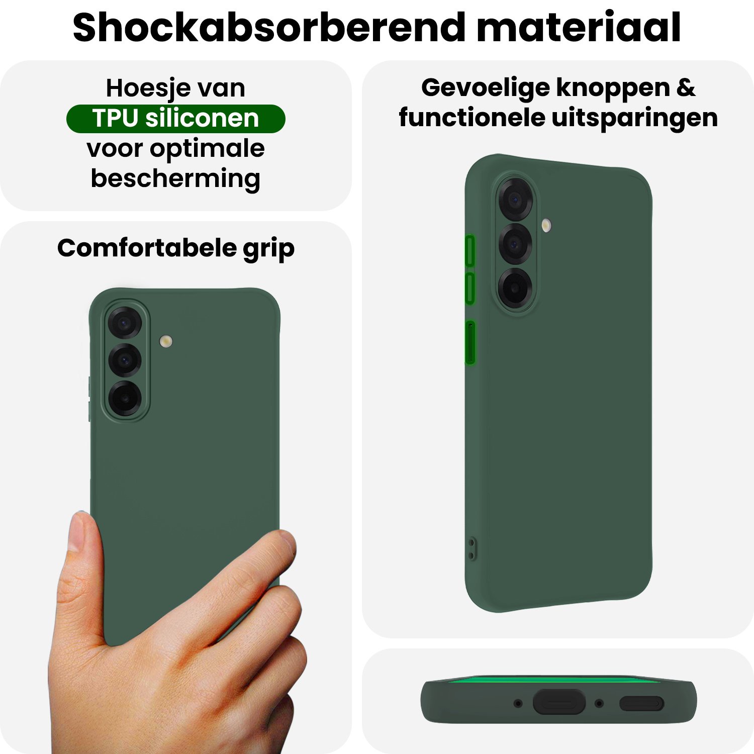 BASEY. BASEY. Samsung Galaxy A26 Hoesje Siliconen Met 2x Screenprotector - Donkergroen