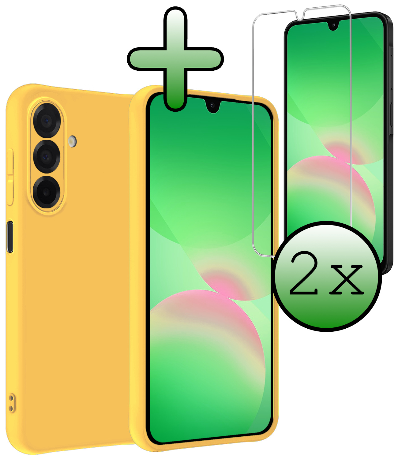 BASEY. BASEY. Samsung Galaxy A26 Hoesje Siliconen Met 2x Screenprotector - Geel