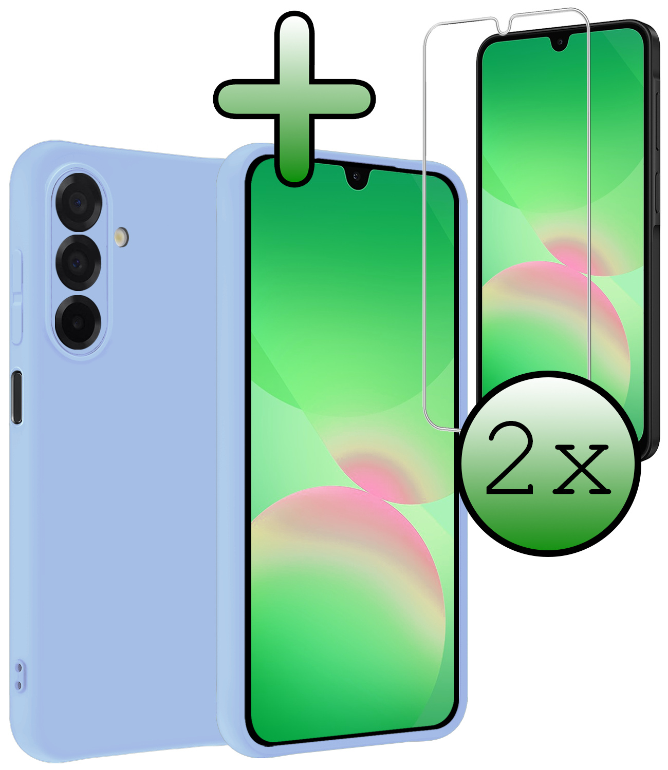 BASEY. BASEY. Samsung Galaxy A26 Hoesje Siliconen Met 2x Screenprotector - Lichtblauw