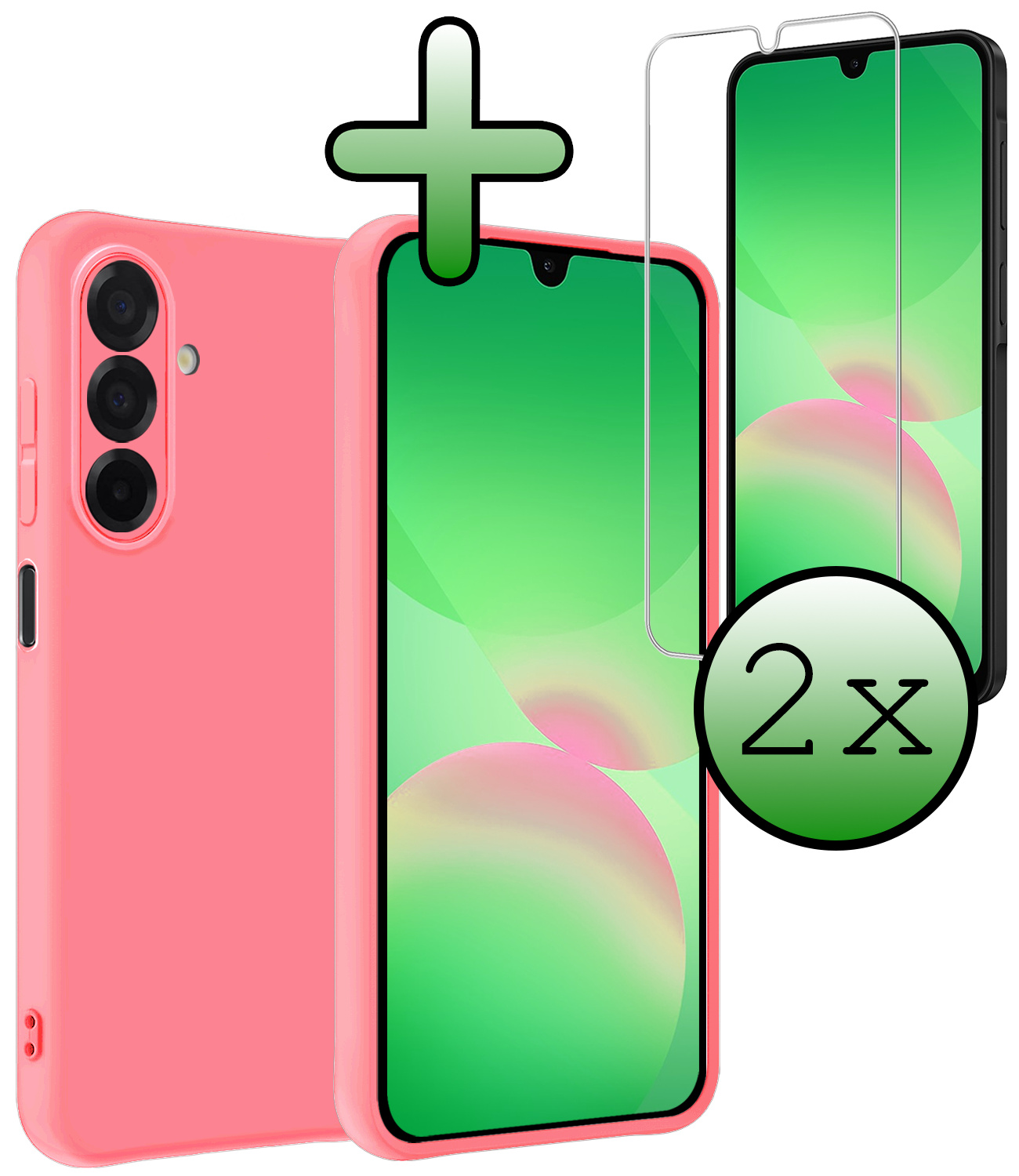 BASEY. BASEY. Samsung Galaxy A26 Hoesje Siliconen Met 2x Screenprotector - Lichtroze