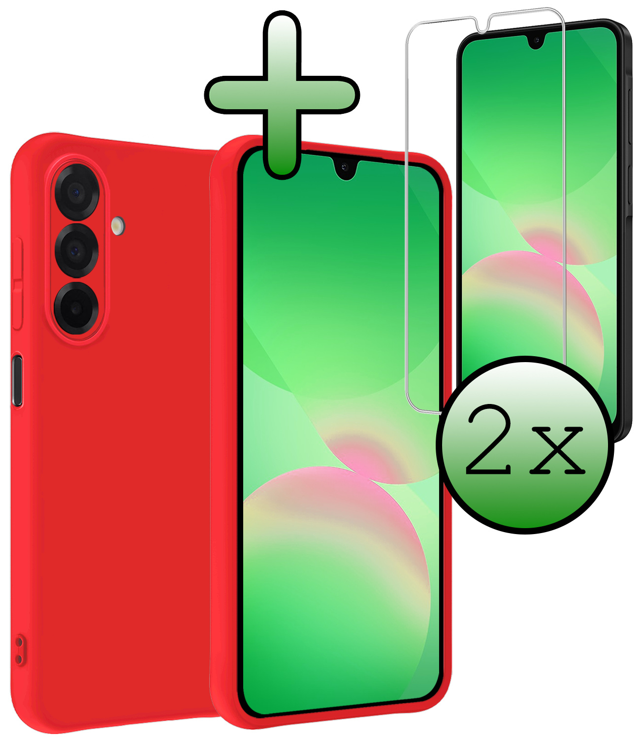 BASEY. BASEY. Samsung Galaxy A26 Hoesje Siliconen Met 2x Screenprotector - Rood
