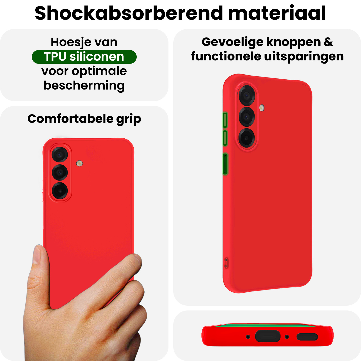 BASEY. BASEY. Samsung Galaxy A26 Hoesje Siliconen Met 2x Screenprotector - Rood