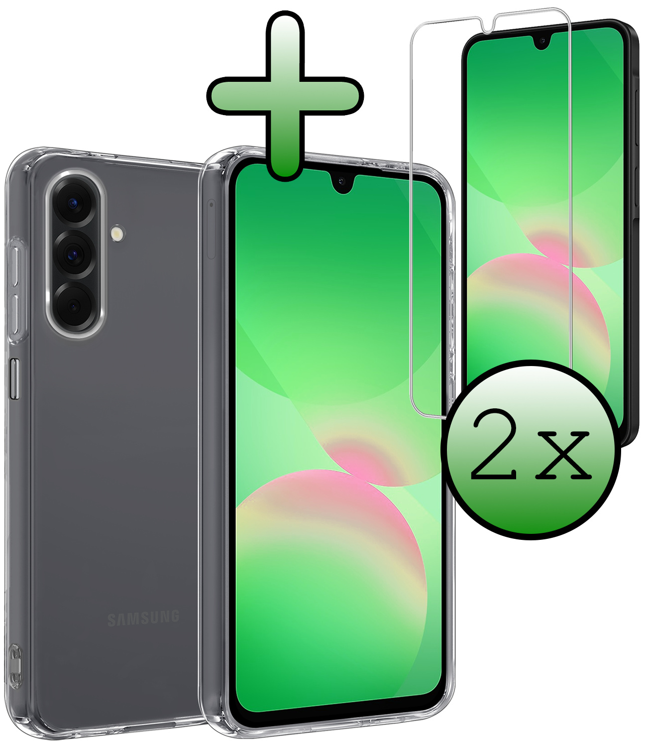 BASEY. BASEY. Samsung Galaxy A26 Hoesje Siliconen Met 2x Screenprotector - Transparant