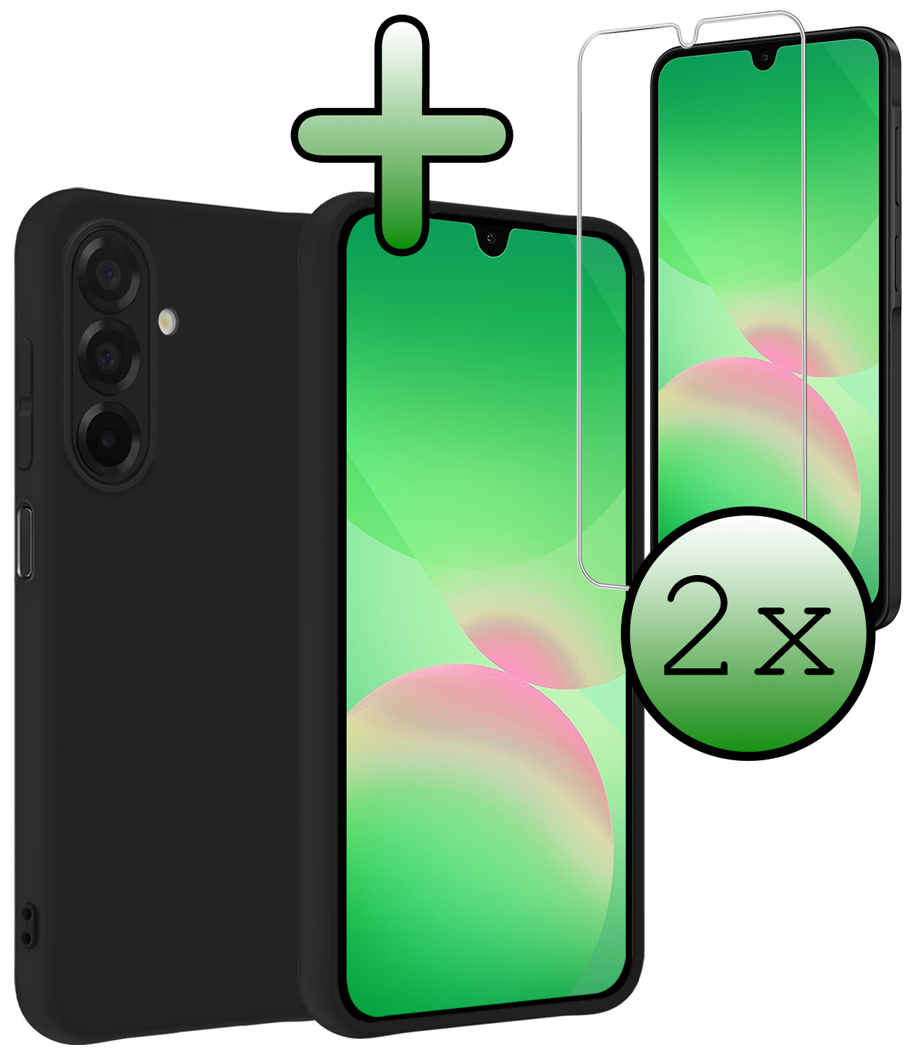 BASEY. BASEY. Samsung Galaxy A26 Hoesje Siliconen Met 2x Screenprotector - Zwart