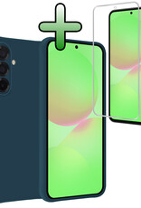 BASEY. BASEY. Samsung Galaxy A36 Hoesje Siliconen Met Screenprotector - Donkerblauw