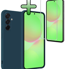 BASEY. BASEY. Samsung Galaxy A36 Hoesje Siliconen Met Screenprotector - Donkerblauw