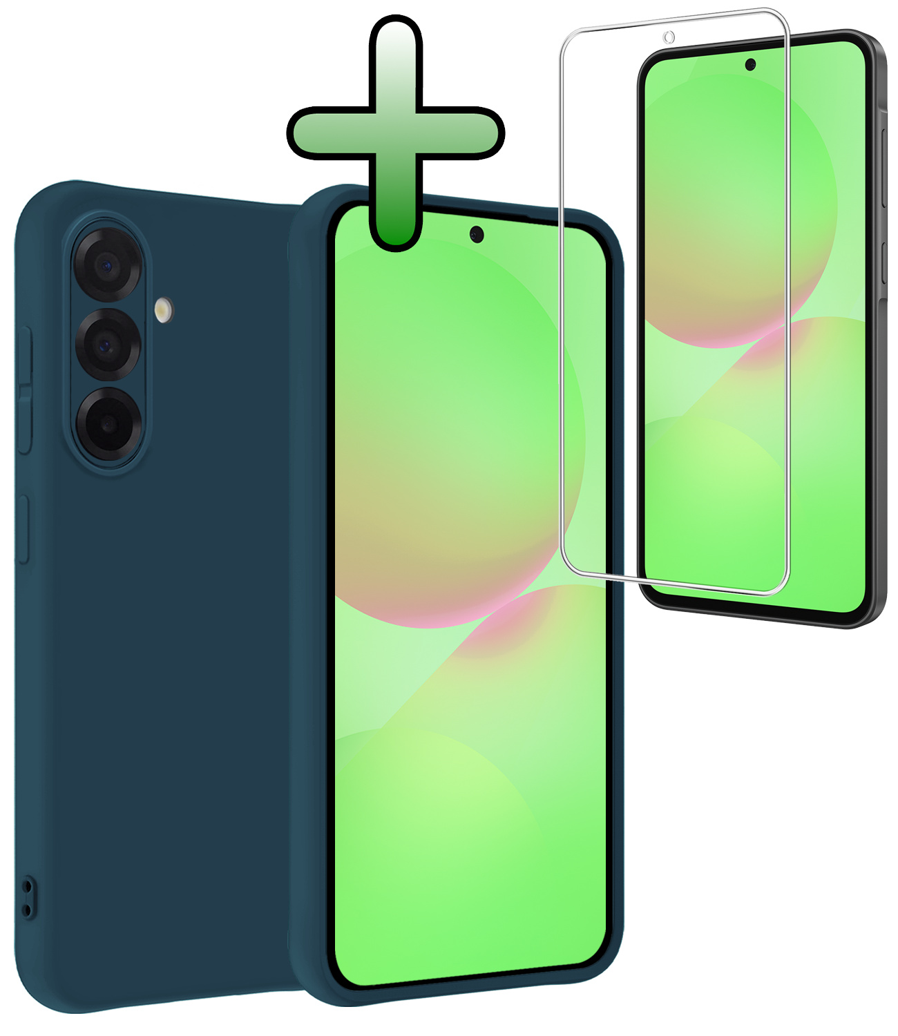 BASEY. BASEY. Samsung Galaxy A36 Hoesje Siliconen Met Screenprotector - Donkerblauw