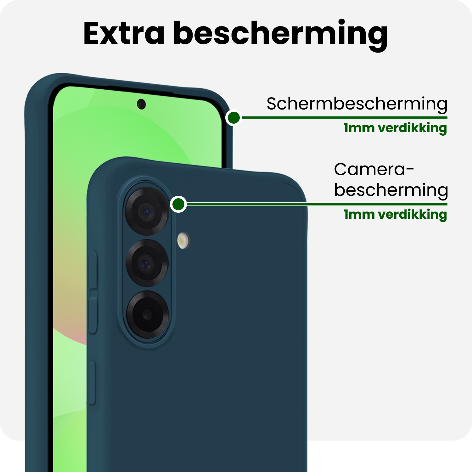 BASEY. BASEY. Samsung Galaxy A36 Hoesje Siliconen Met Screenprotector - Donkerblauw