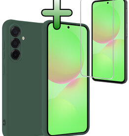 BASEY. BASEY. Samsung Galaxy A36 Hoesje Siliconen Met Screenprotector - Donkergroen