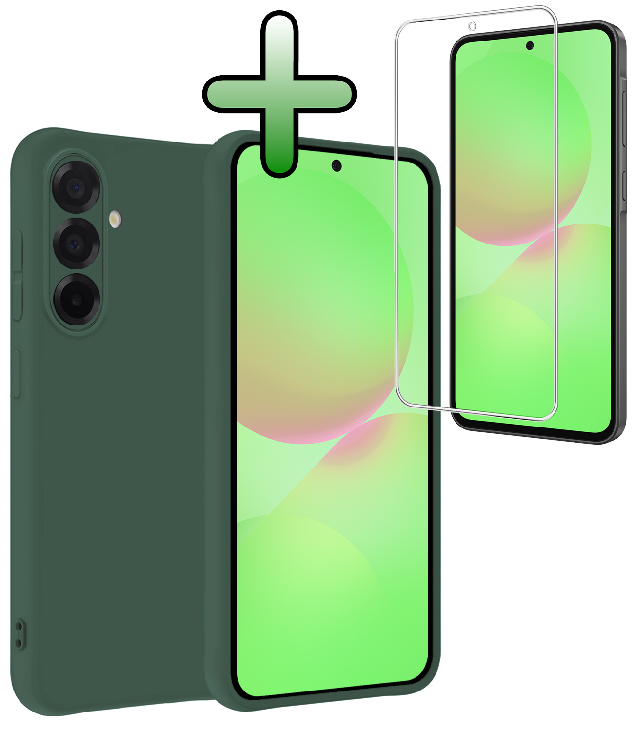 BASEY. BASEY. Samsung Galaxy A36 Hoesje Siliconen Met Screenprotector - Donkergroen