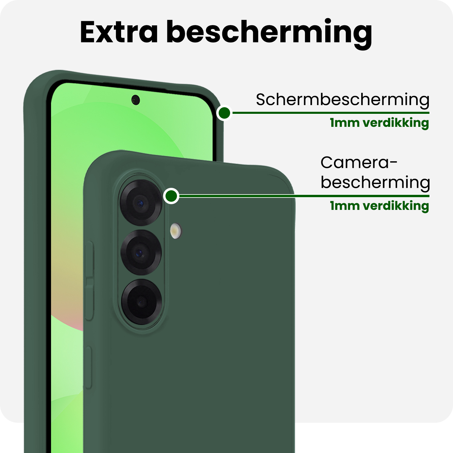 BASEY. BASEY. Samsung Galaxy A36 Hoesje Siliconen Met Screenprotector - Donkergroen