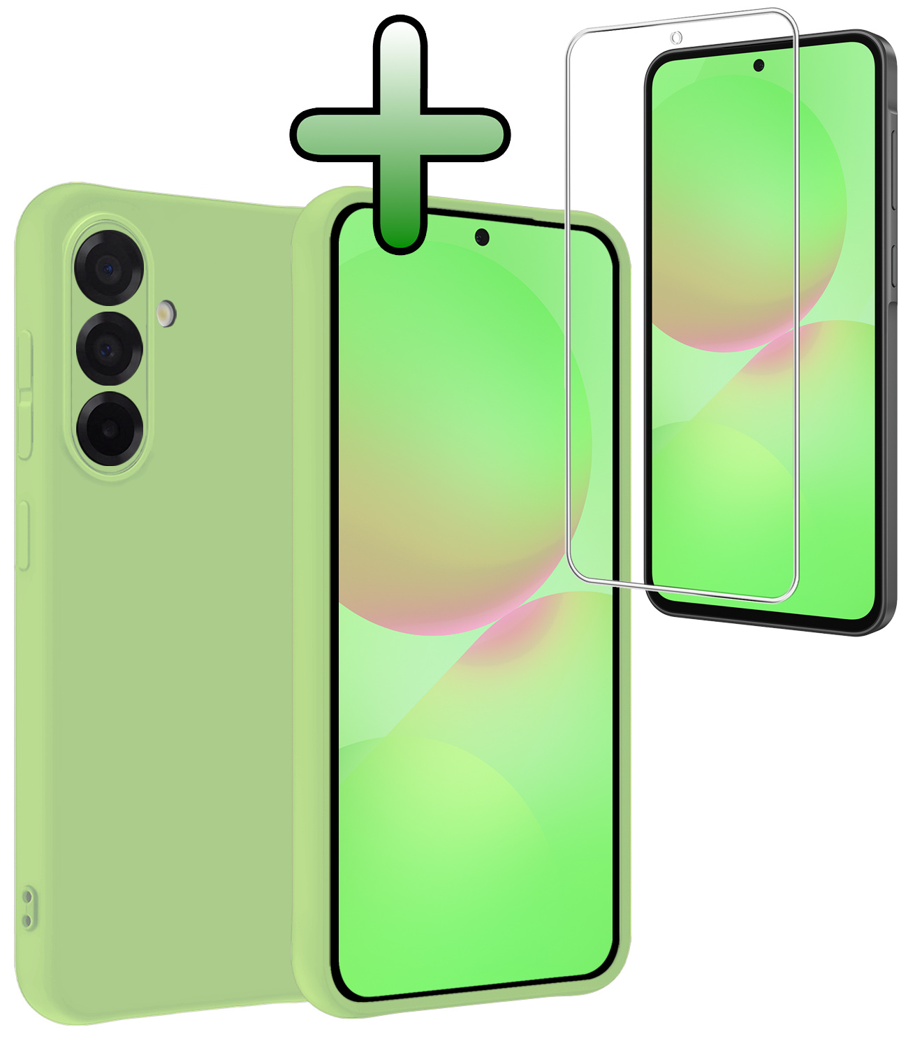 BASEY. BASEY. Samsung Galaxy A36 Hoesje Siliconen Met Screenprotector - Groen