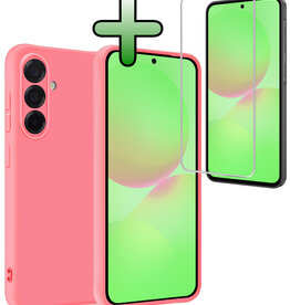 BASEY. BASEY. Samsung Galaxy A36 Hoesje Siliconen Met Screenprotector - Lichtroze
