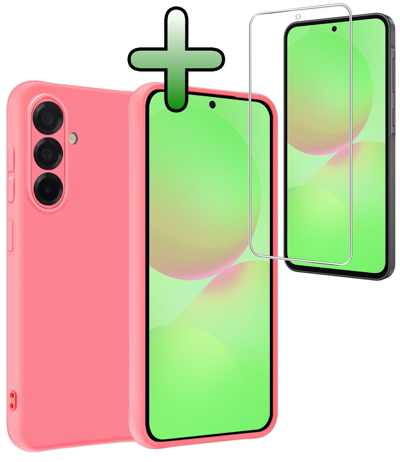 BASEY. BASEY. Samsung Galaxy A36 Hoesje Siliconen Met Screenprotector - Lichtroze