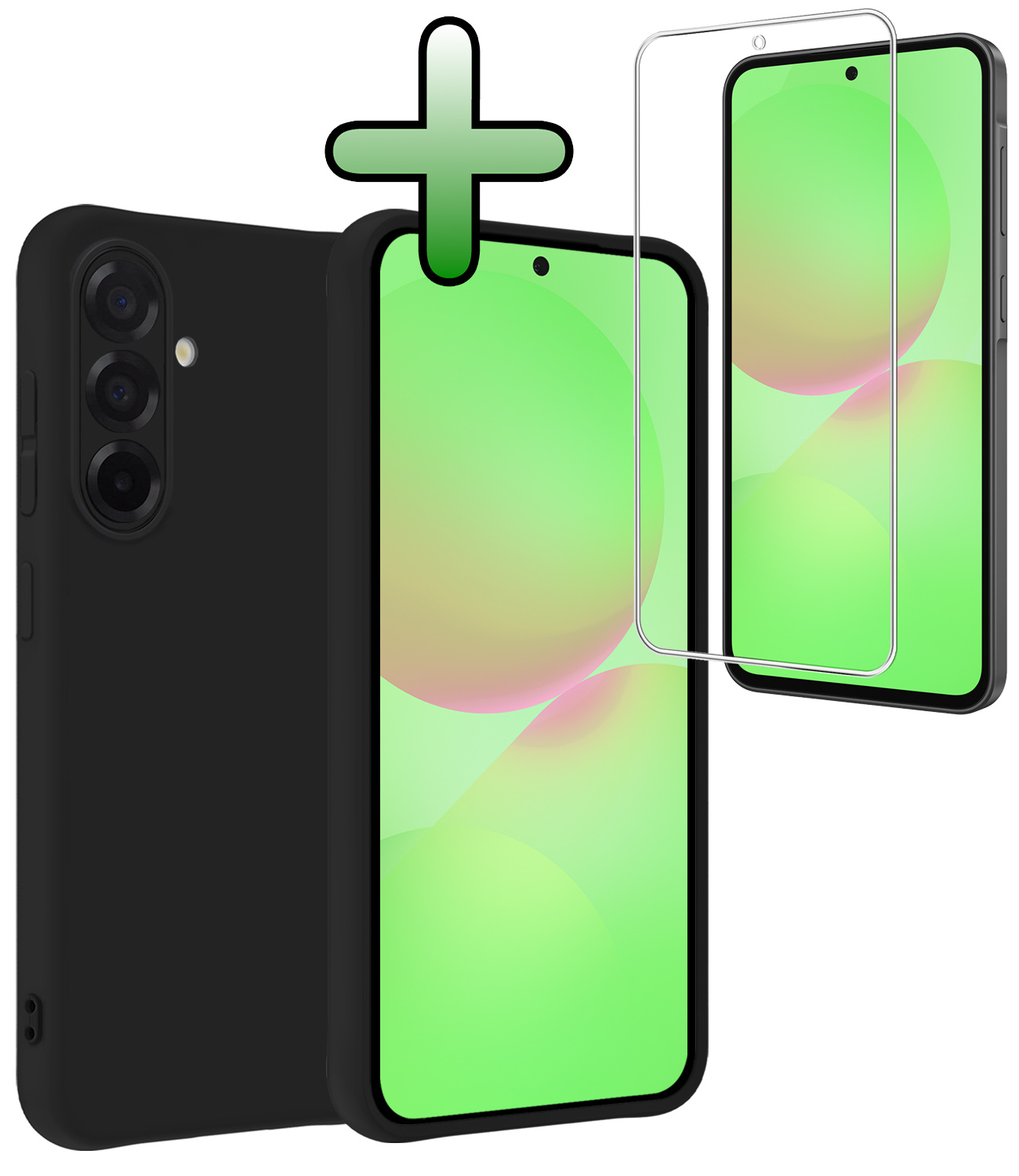 BASEY. BASEY. Samsung Galaxy A36 Hoesje Siliconen Met Screenprotector - Zwart