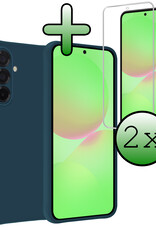 BASEY. BASEY. Samsung Galaxy A36 Hoesje Siliconen Met 2x Screenprotector - Donkerblauw