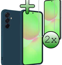 BASEY. BASEY. Samsung Galaxy A36 Hoesje Siliconen Met 2x Screenprotector - Donkerblauw