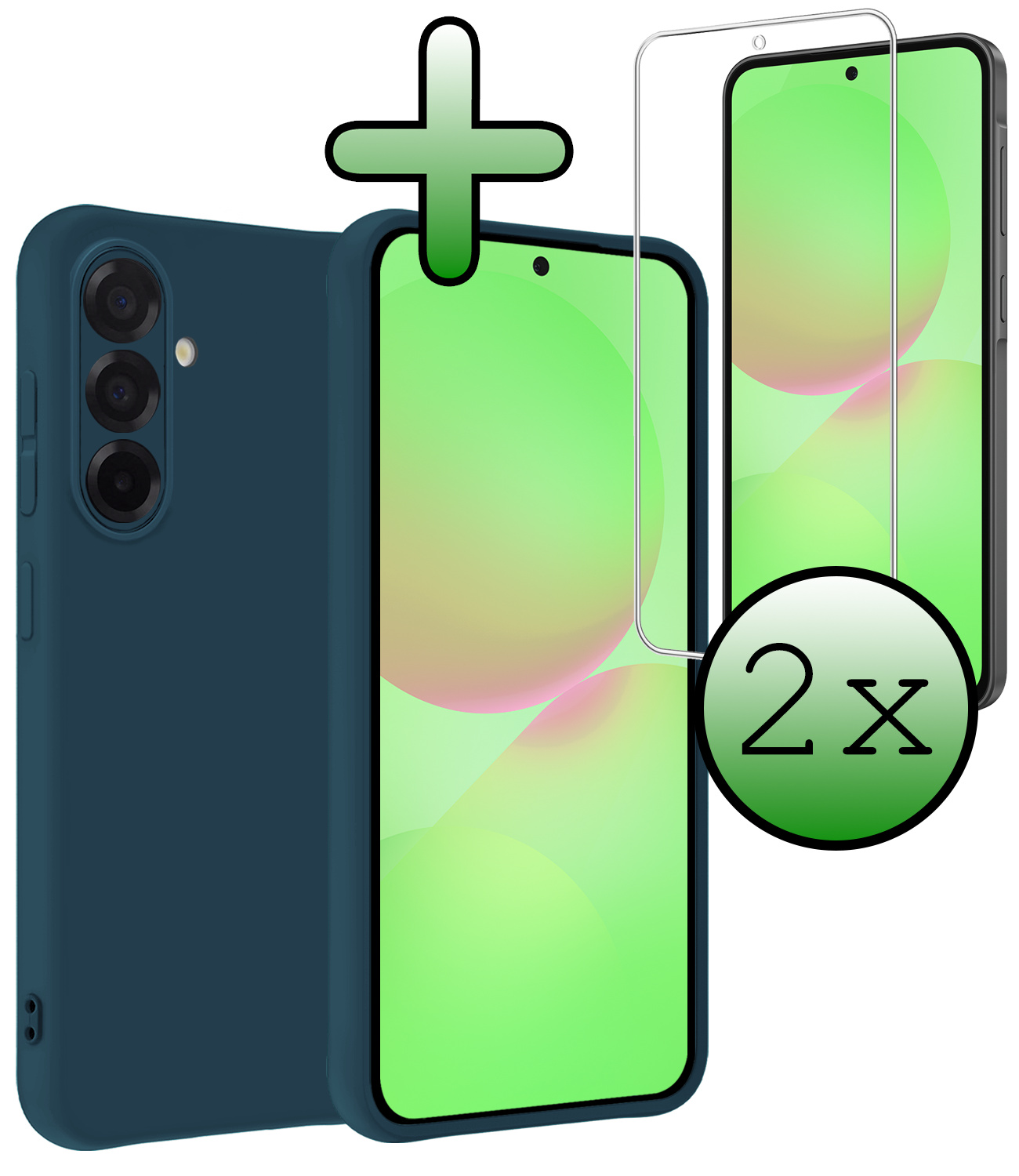 BASEY. BASEY. Samsung Galaxy A36 Hoesje Siliconen Met 2x Screenprotector - Donkerblauw