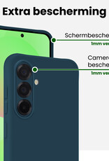 BASEY. BASEY. Samsung Galaxy A36 Hoesje Siliconen Met 2x Screenprotector - Donkerblauw