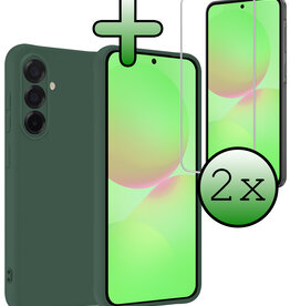BASEY. BASEY. Samsung Galaxy A36 Hoesje Siliconen Met 2x Screenprotector - Donkergroen