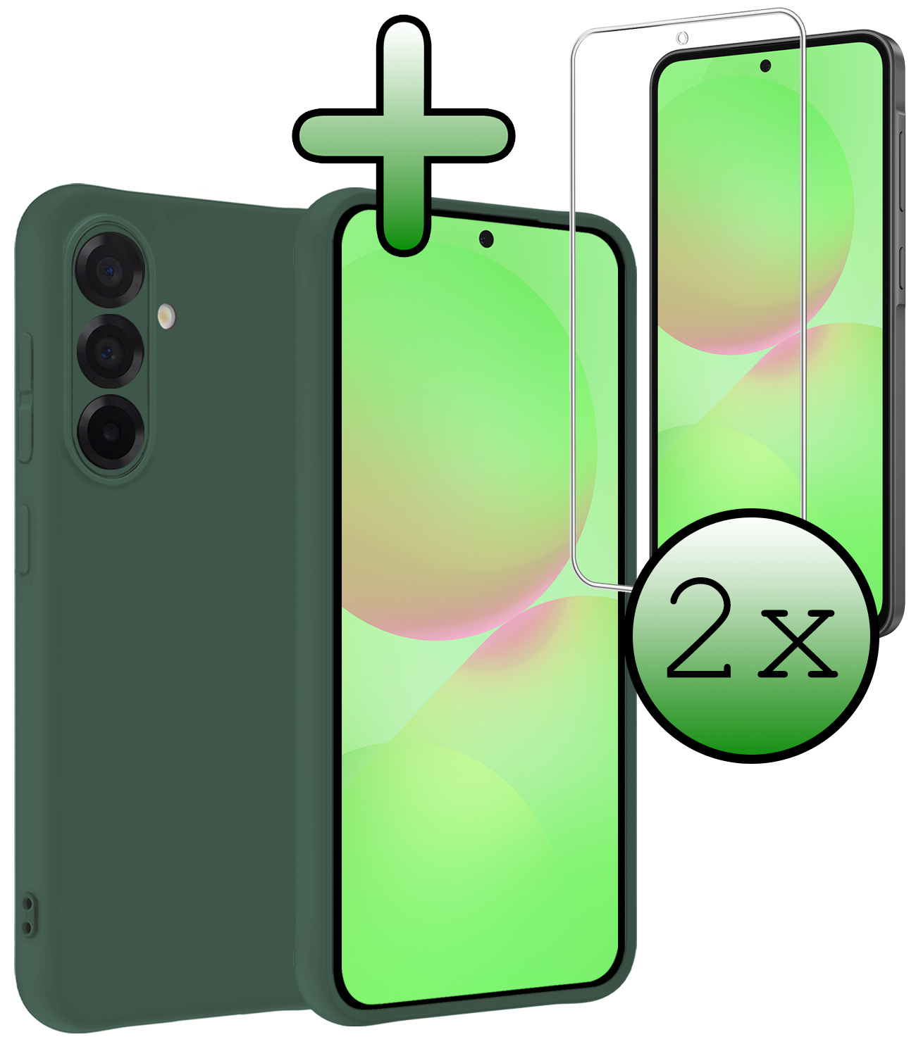 BASEY. BASEY. Samsung Galaxy A36 Hoesje Siliconen Met 2x Screenprotector - Donkergroen