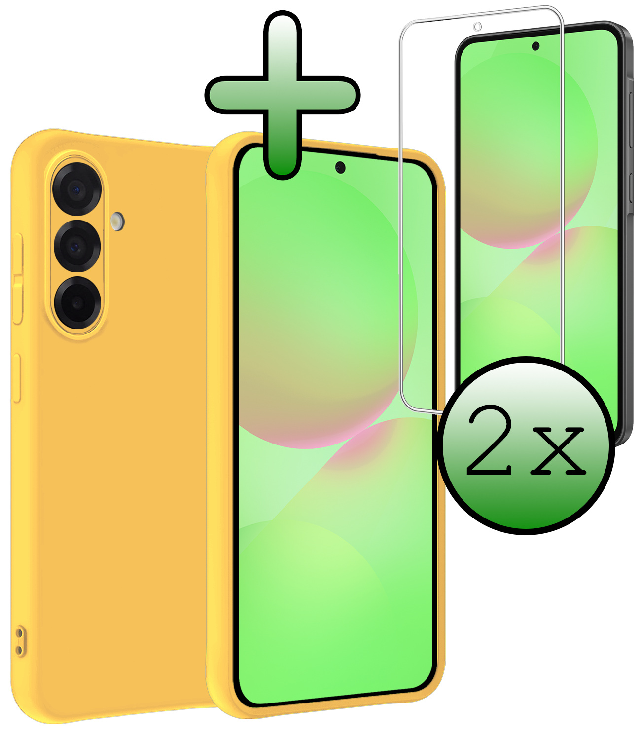 BASEY. BASEY. Samsung Galaxy A36 Hoesje Siliconen Met 2x Screenprotector - Geel