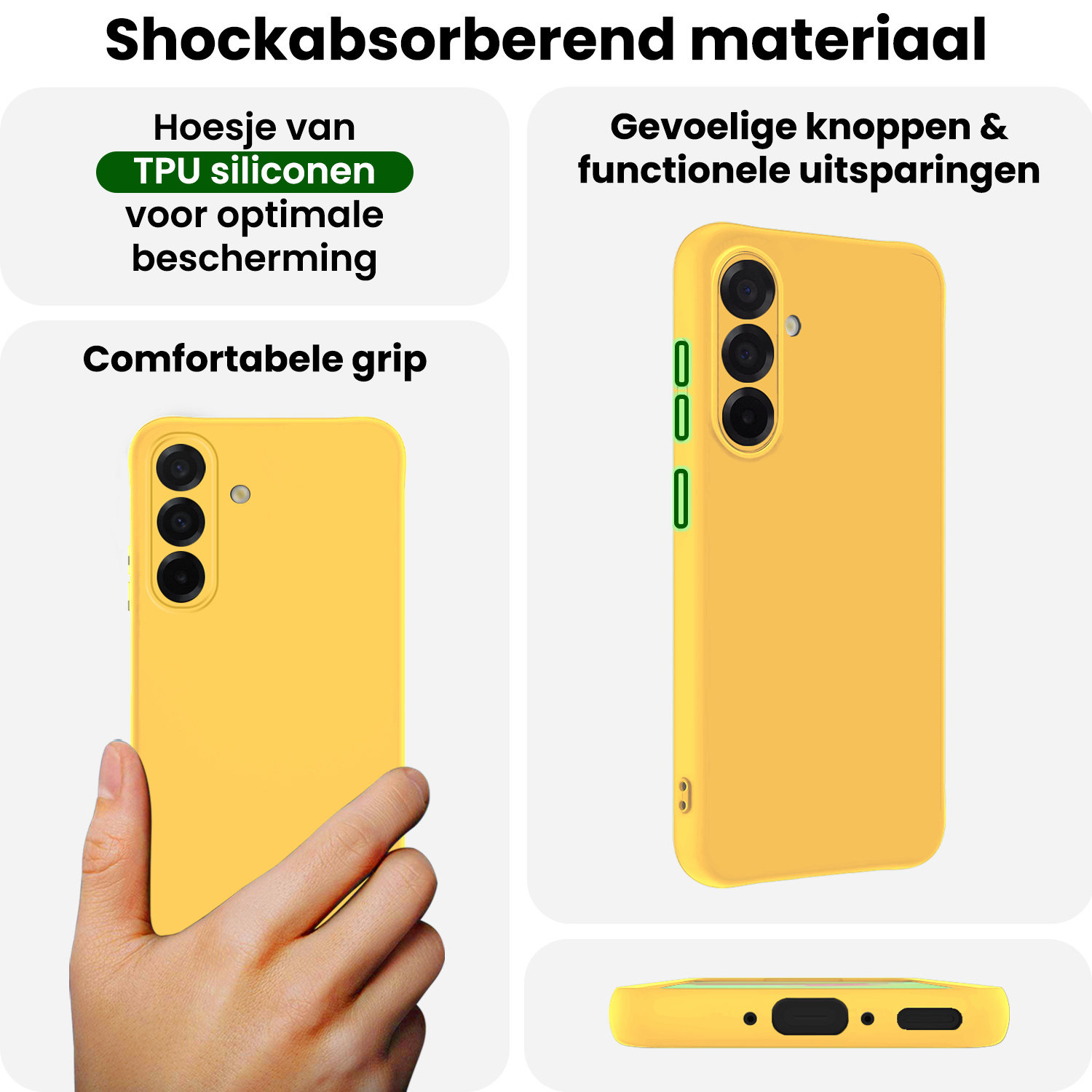 BASEY. BASEY. Samsung Galaxy A36 Hoesje Siliconen Met 2x Screenprotector - Geel