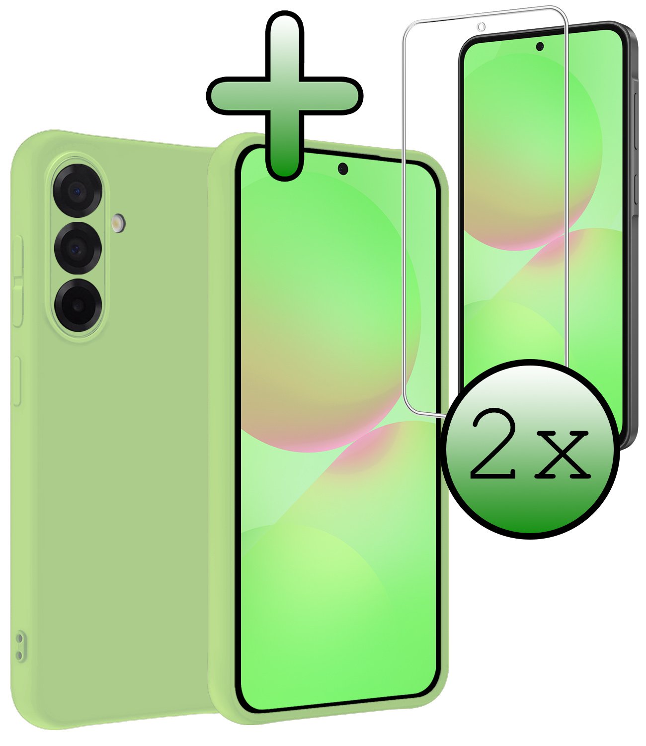 BASEY. BASEY. Samsung Galaxy A36 Hoesje Siliconen Met 2x Screenprotector - Groen