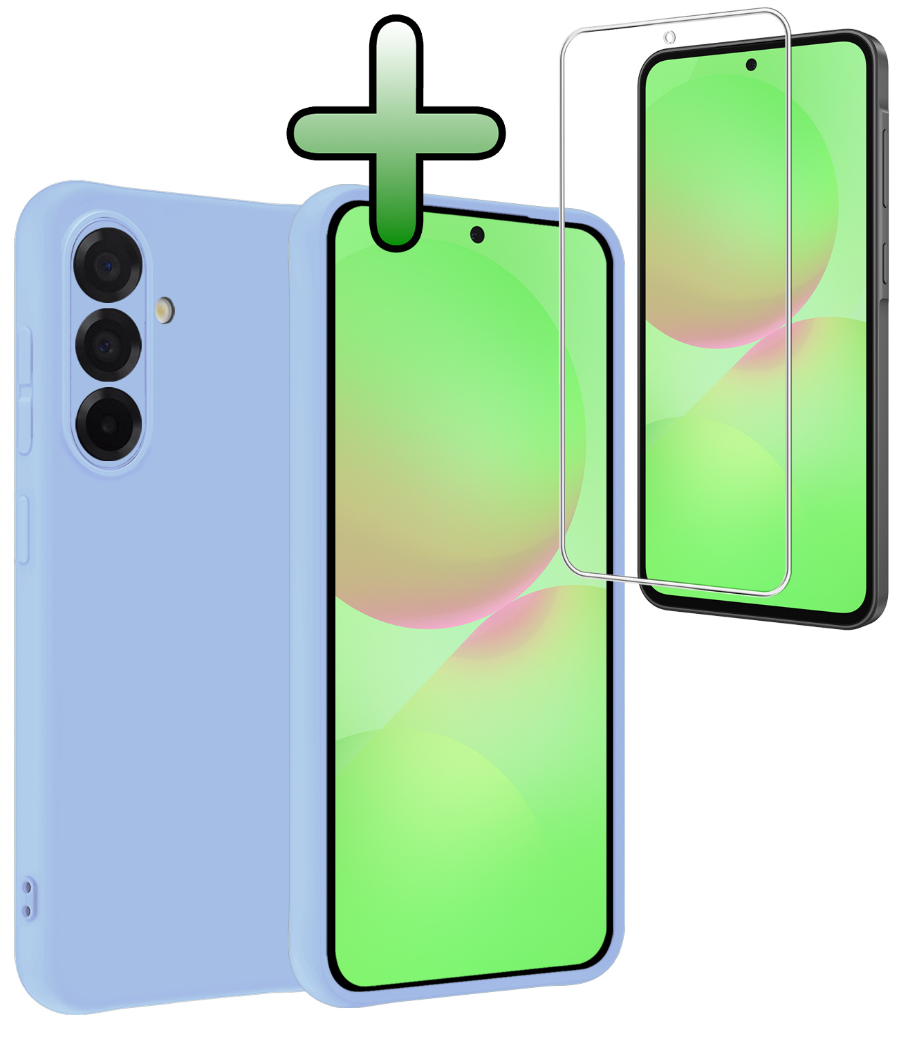 BASEY. BASEY. Samsung Galaxy A36 Hoesje Siliconen Met 2x Screenprotector - Lichtblauw