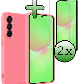 BASEY. BASEY. Samsung Galaxy A36 Hoesje Siliconen Met 2x Screenprotector - Lichtroze