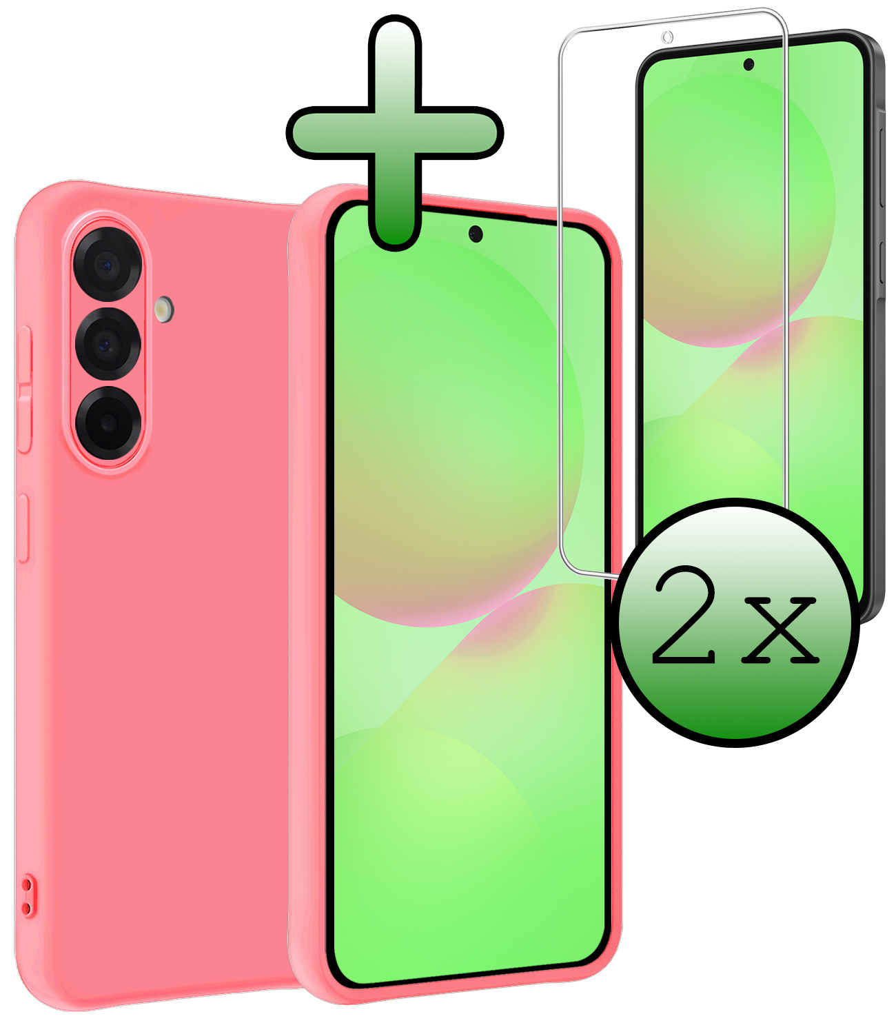 BASEY. BASEY. Samsung Galaxy A36 Hoesje Siliconen Met 2x Screenprotector - Lichtroze