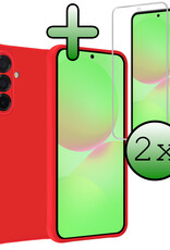 BASEY. BASEY. Samsung Galaxy A36 Hoesje Siliconen Met 2x Screenprotector - Rood