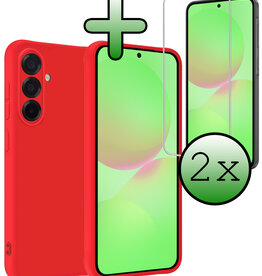 BASEY. BASEY. Samsung Galaxy A36 Hoesje Siliconen Met 2x Screenprotector - Rood