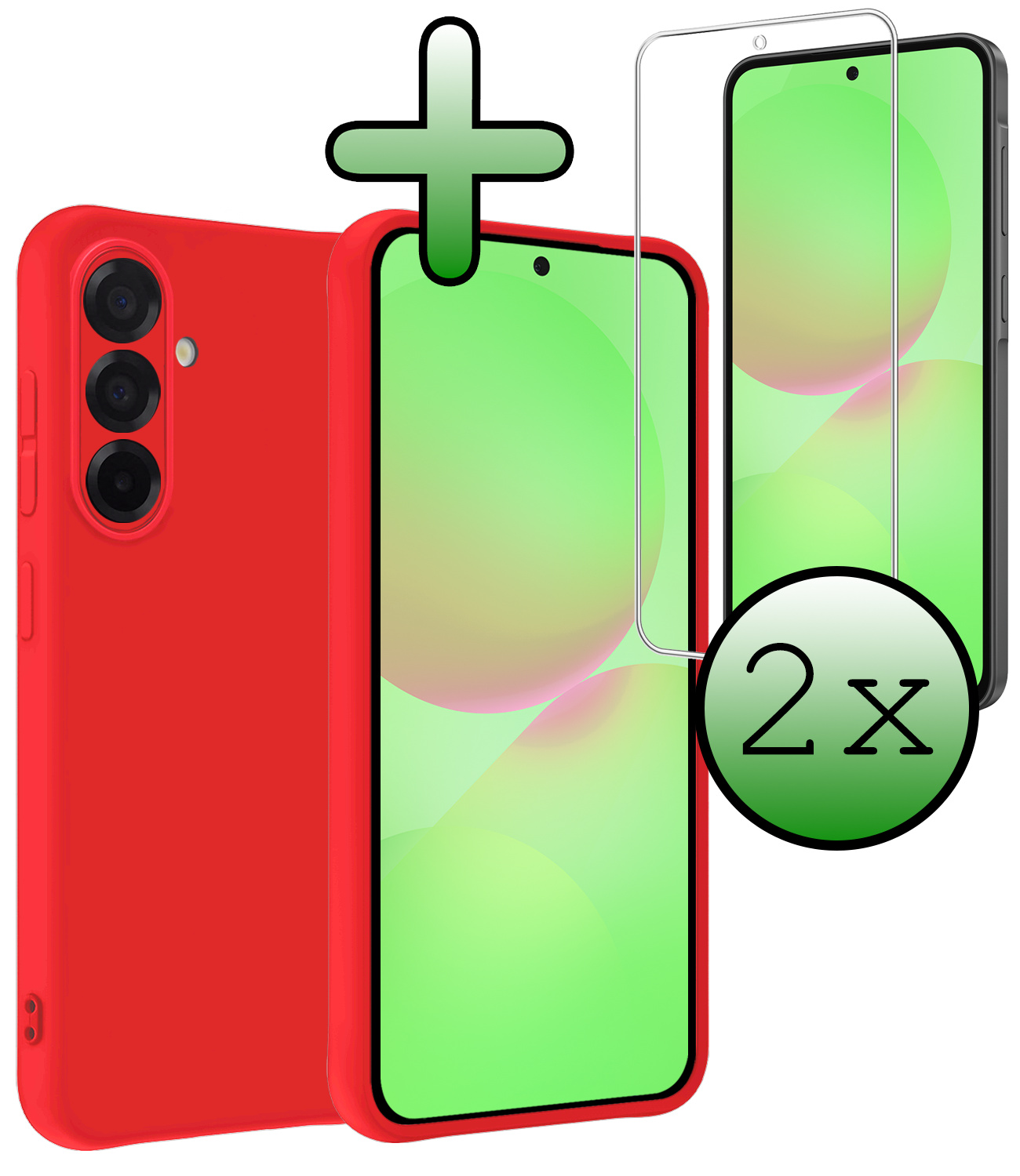 BASEY. BASEY. Samsung Galaxy A36 Hoesje Siliconen Met 2x Screenprotector - Rood