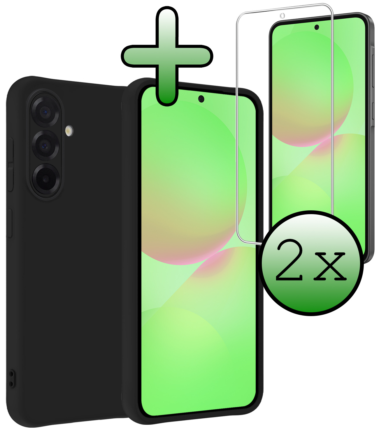 BASEY. BASEY. Samsung Galaxy A36 Hoesje Siliconen Met 2x Screenprotector - Zwart